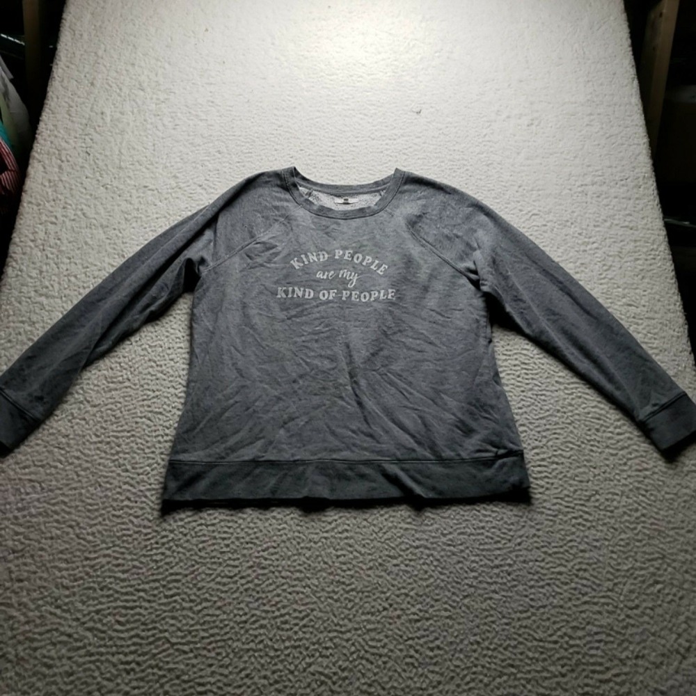 Maurices Sweatshirt Womens Large Gray Kind People Graphic Fleece Pullover Raglan